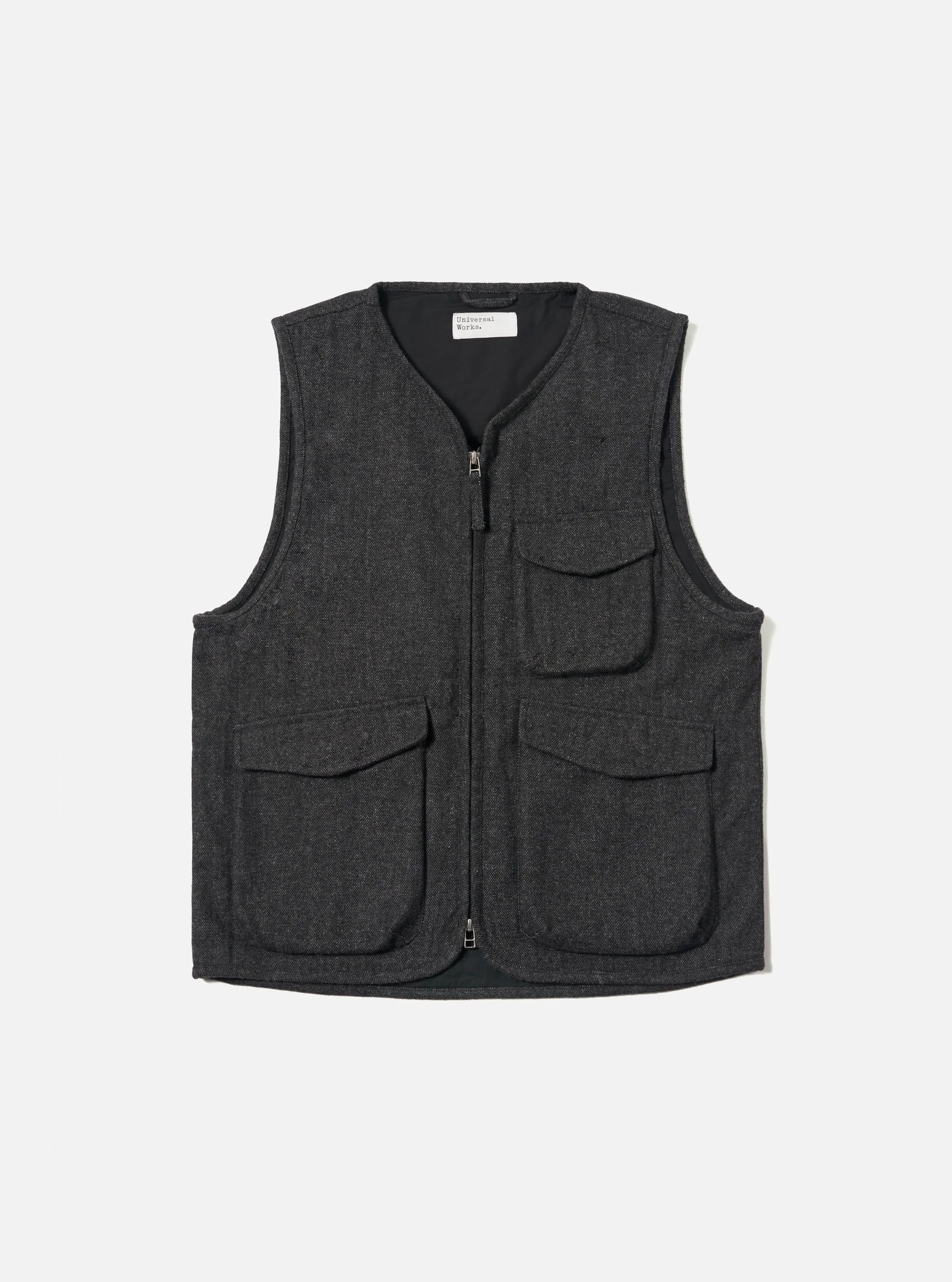 Grey Anders Wool Upcycled Parachute Liner Gilet sold by Universal Works