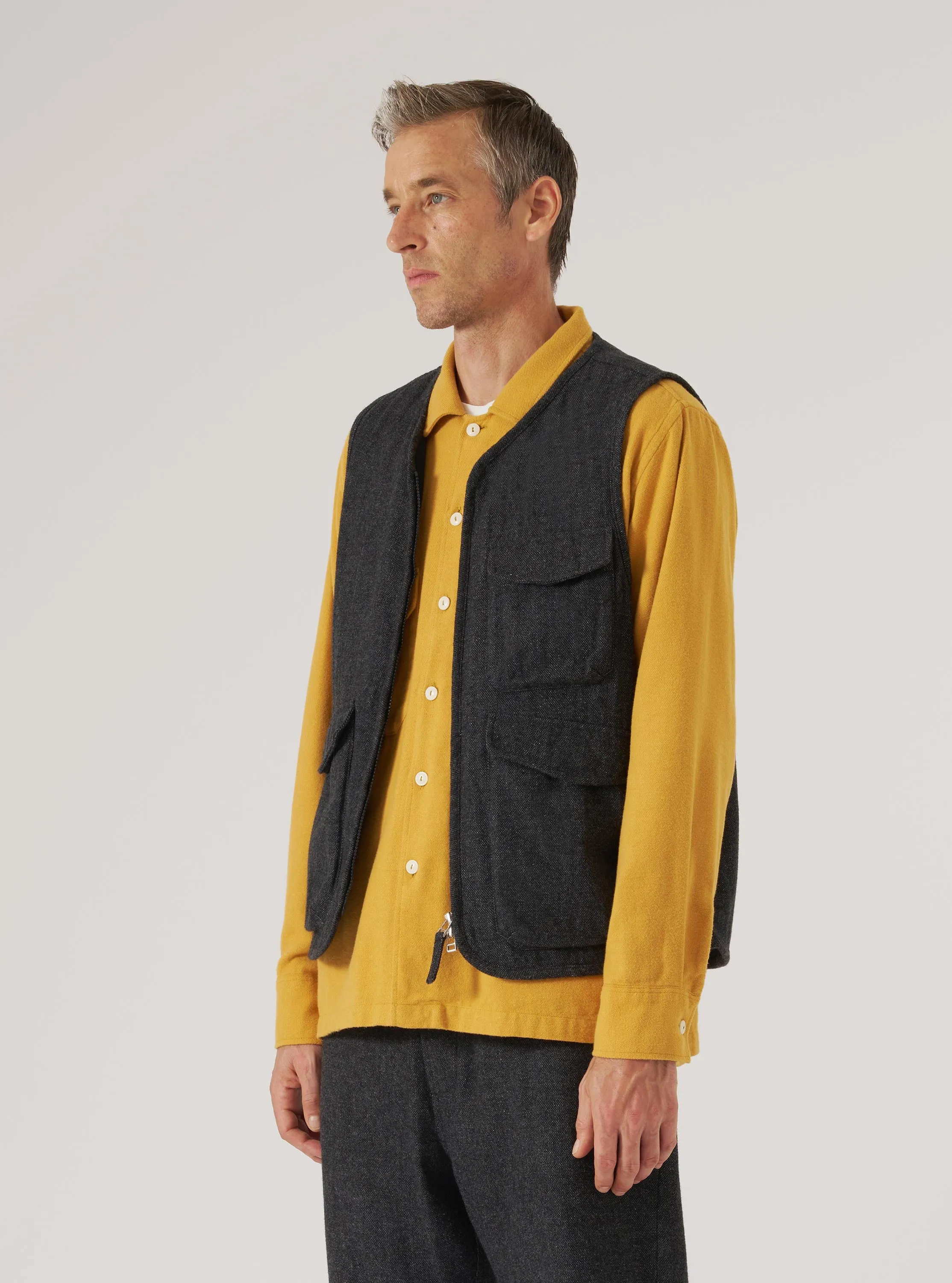 Grey Anders Wool Upcycled Parachute Liner Gilet sold by Universal Works product image thumbnail 2