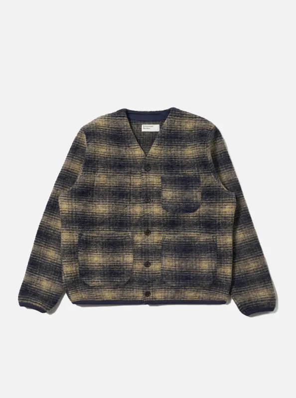Navy Uist Fleece Cardigan sold by Universal Works