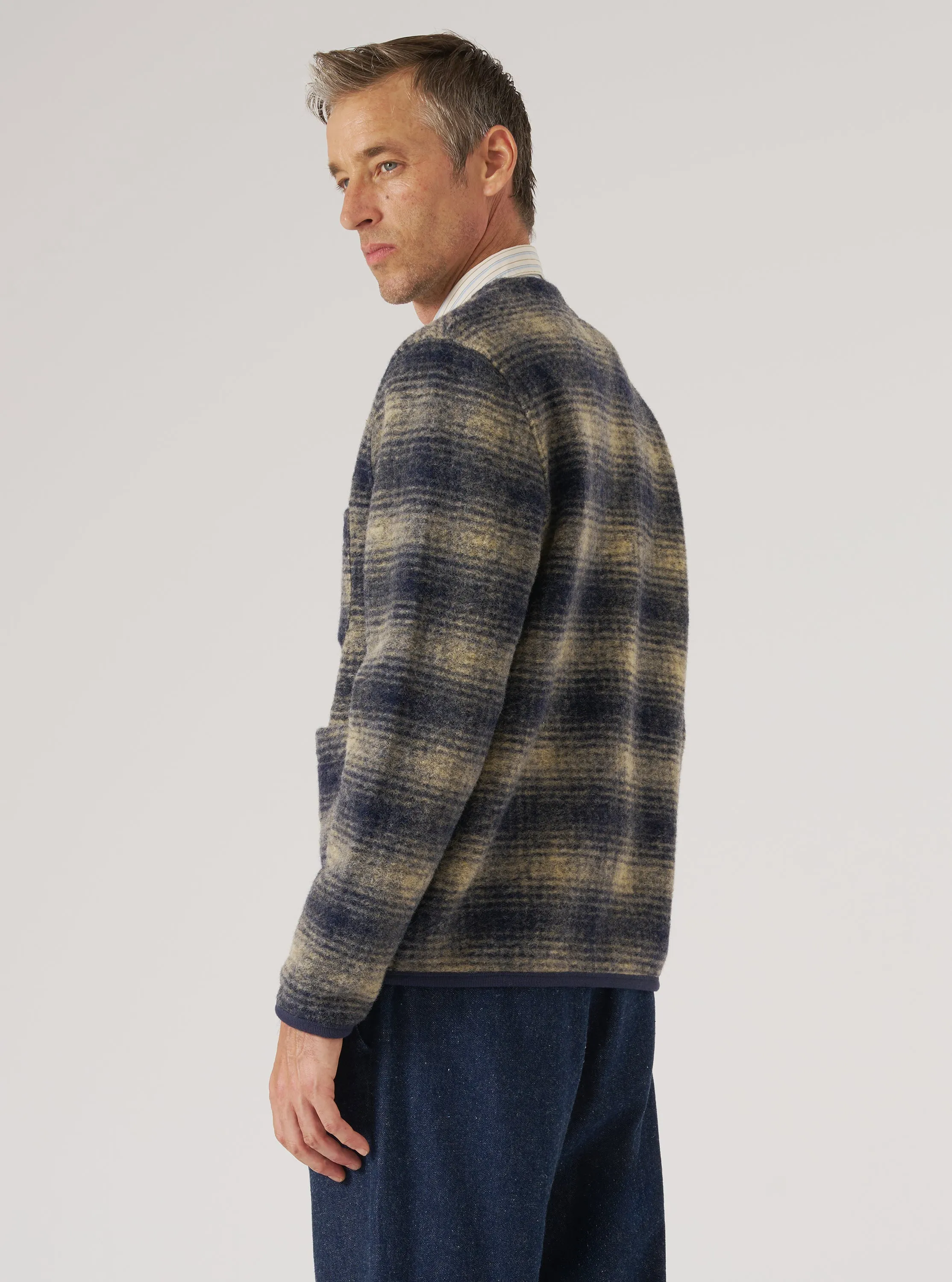 Navy Uist Fleece Cardigan sold by Universal Works product image thumbnail 3