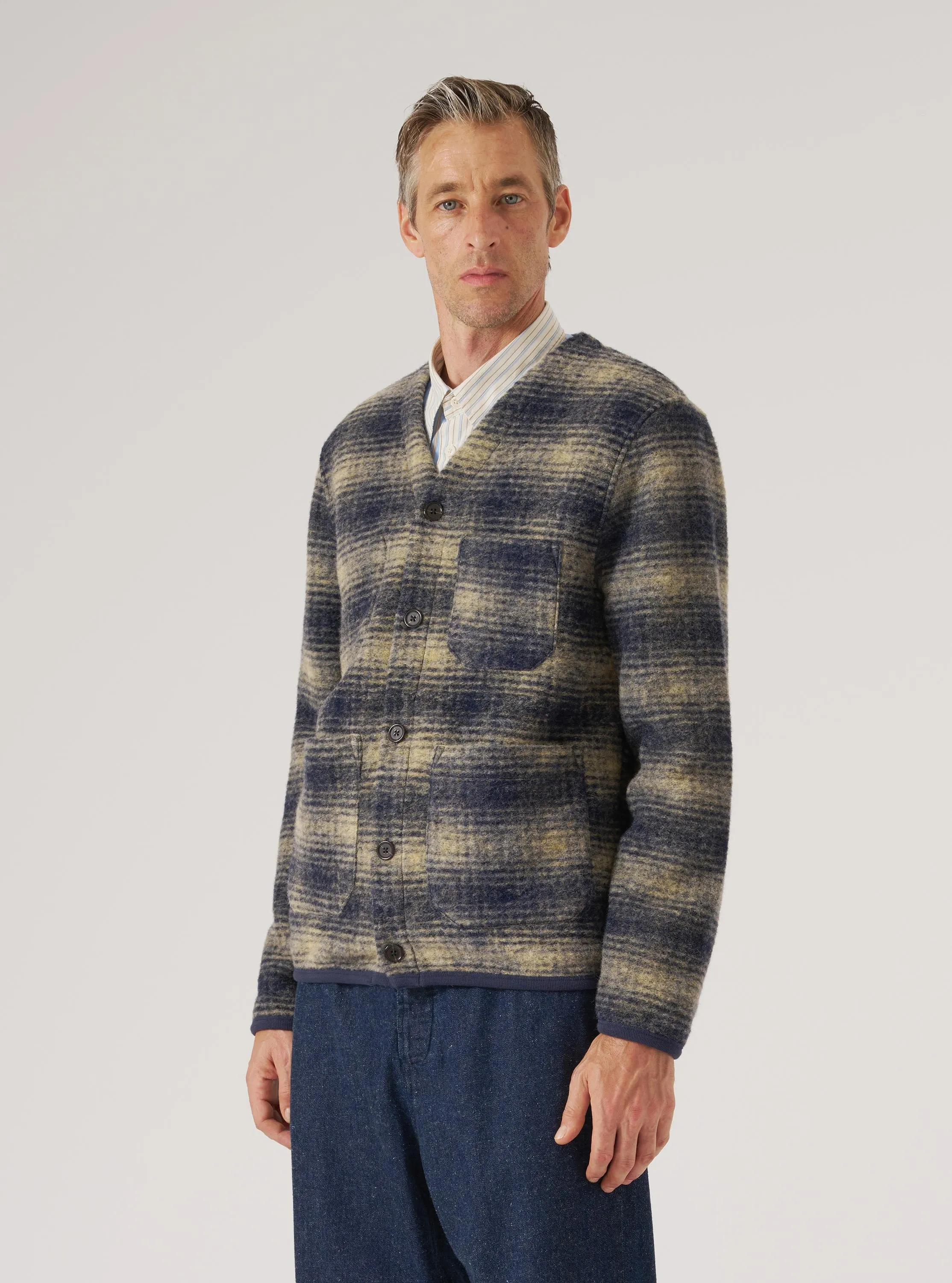 Navy Uist Fleece Cardigan sold by Universal Works product image thumbnail 2