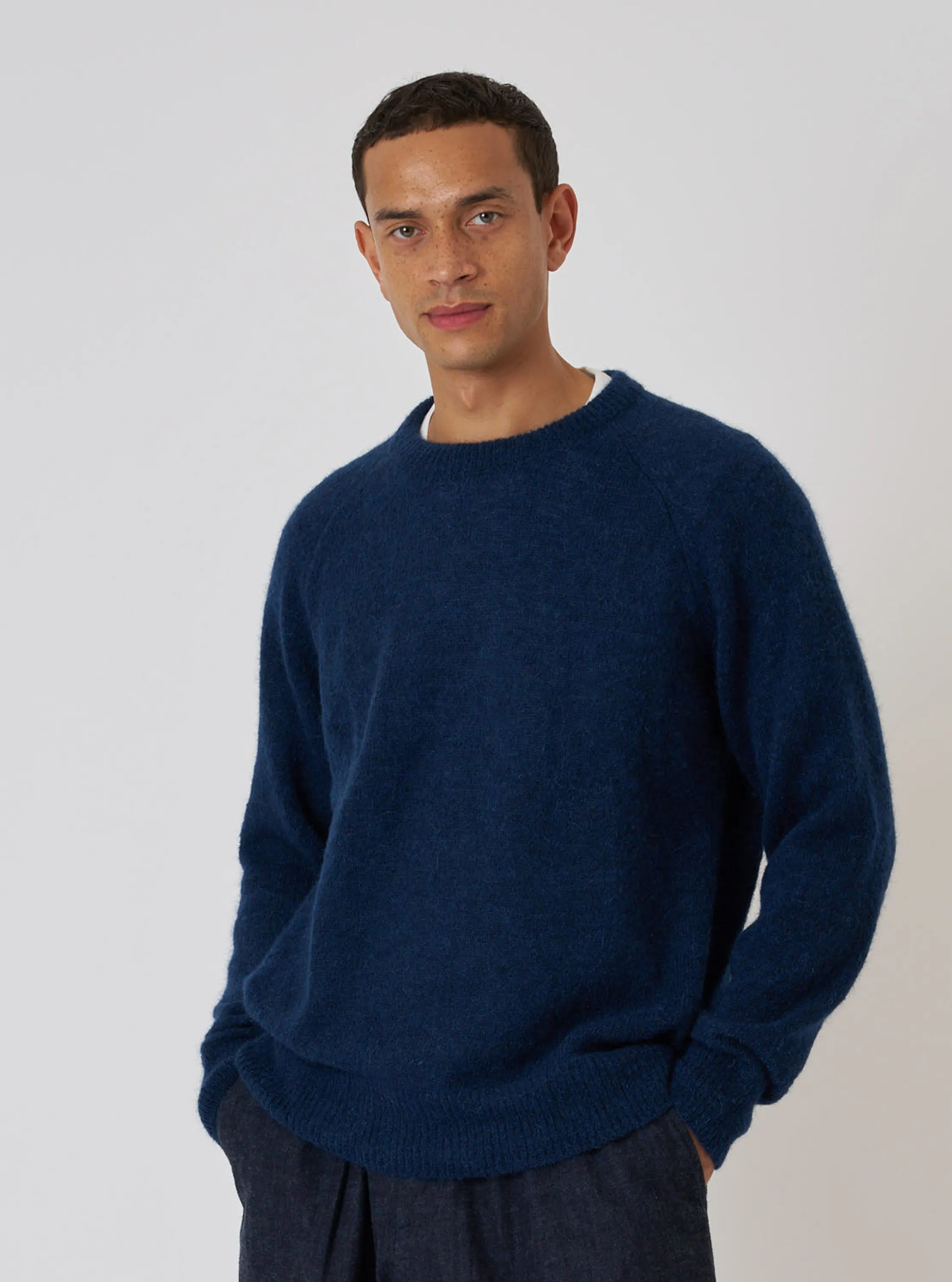 Navy Alpaca Knit Lyon Crew sold by Universal Works product image thumbnail 2