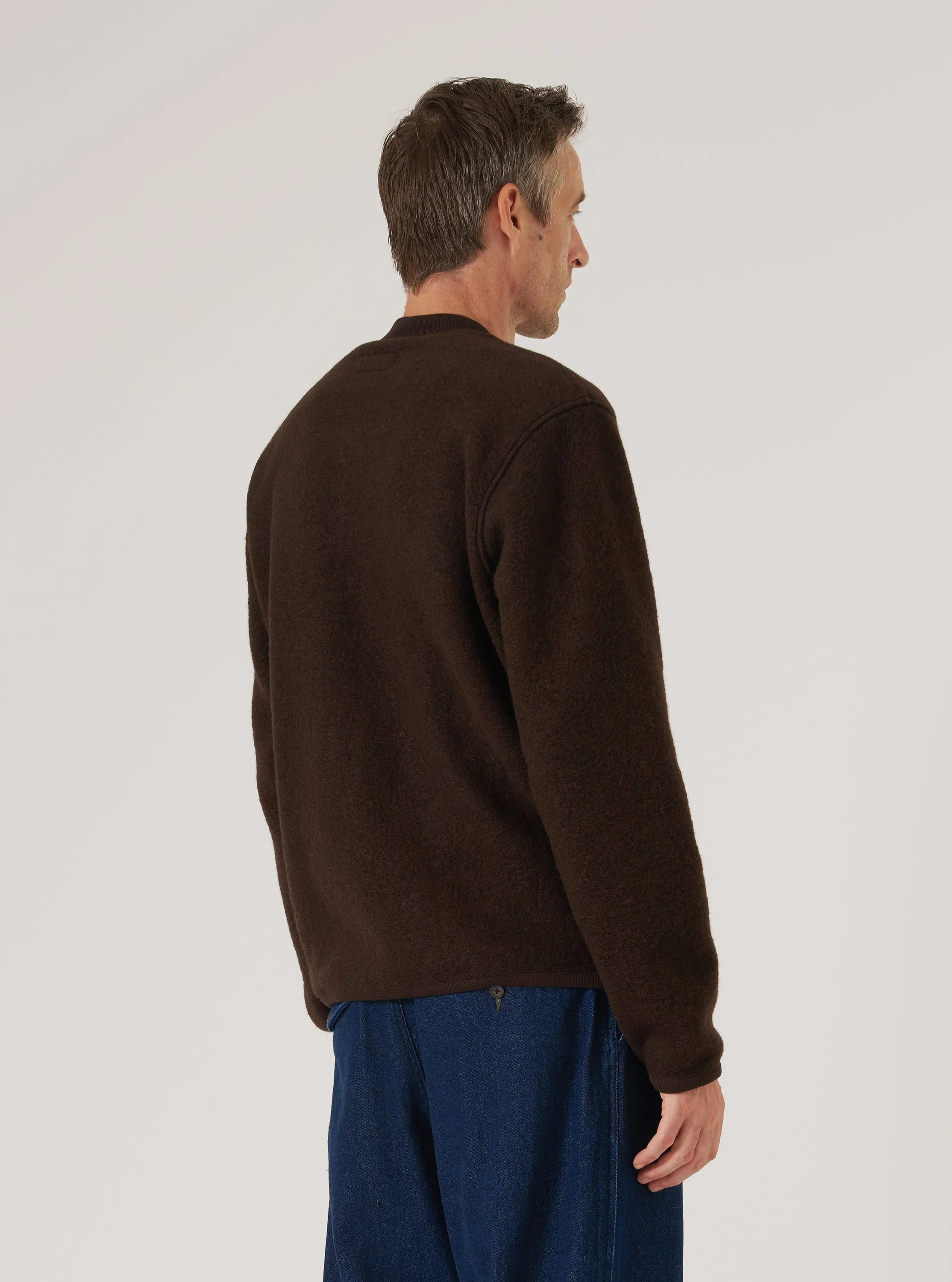 Brown Wool Fleece Zip Bomber sold by Universal Works product image thumbnail 3