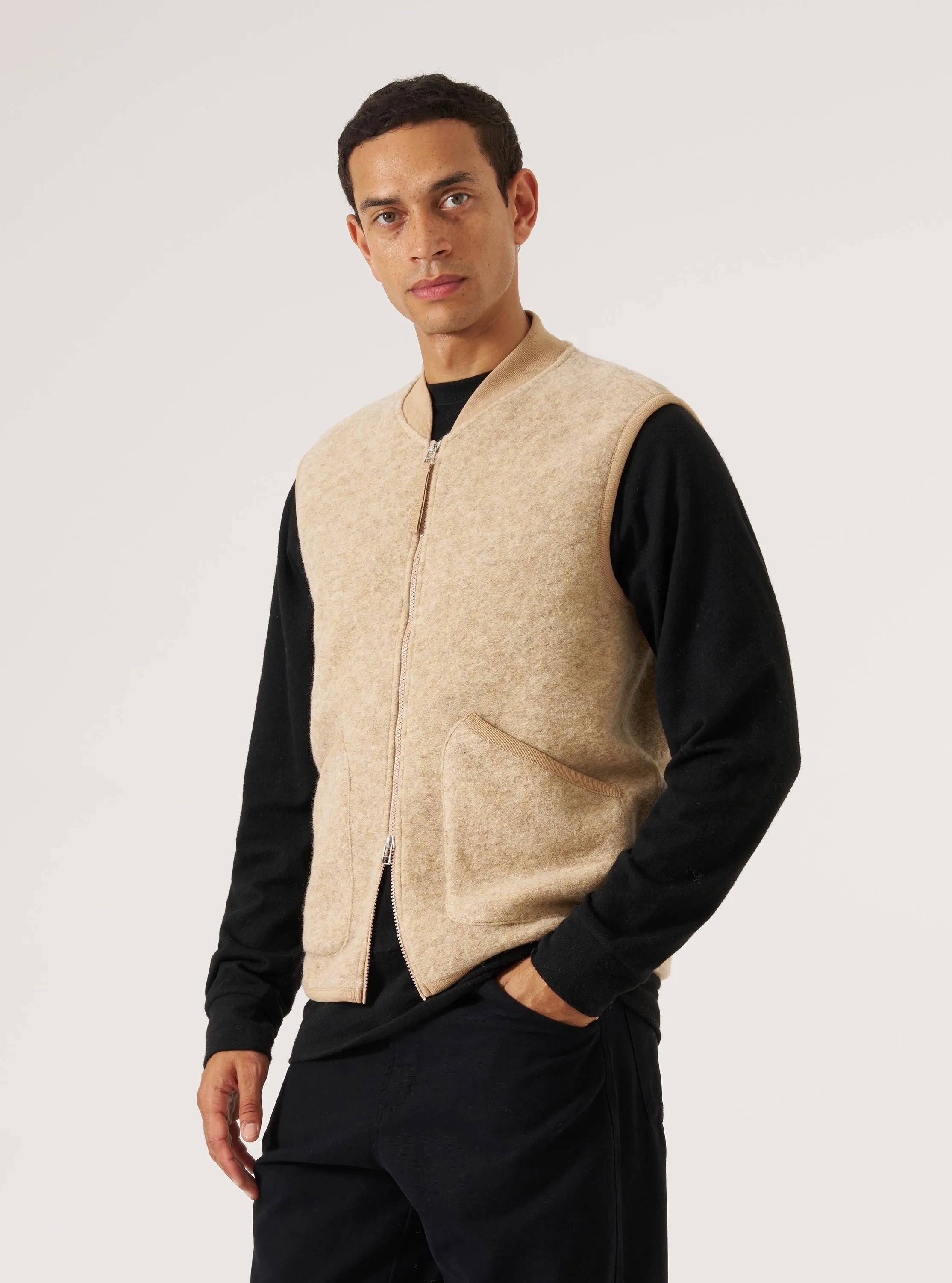 Fawn Wool Fleece Zip Waistcoat sold by Universal Works product image thumbnail 2