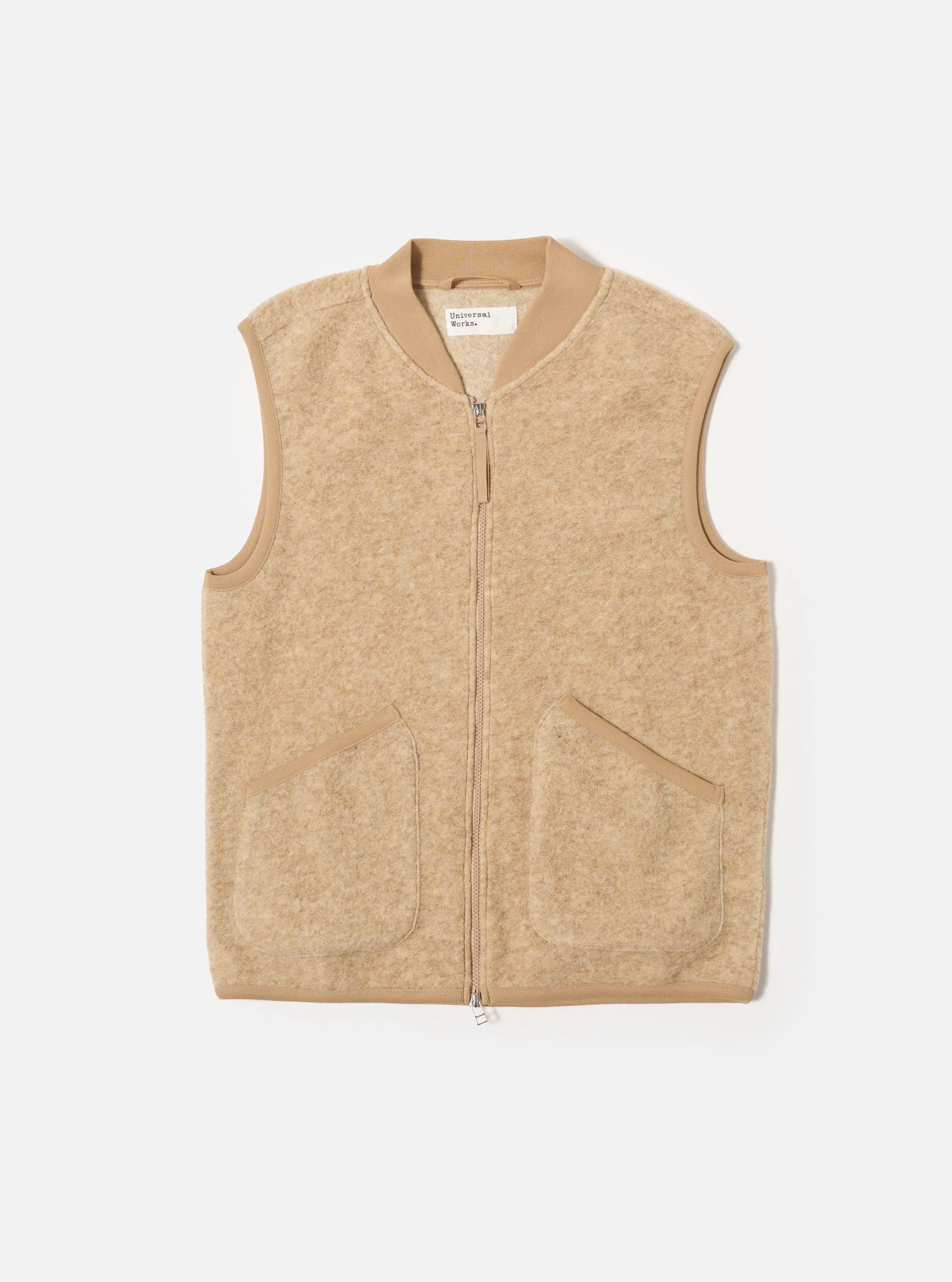 Fawn Wool Fleece Zip Waistcoat sold by Universal Works