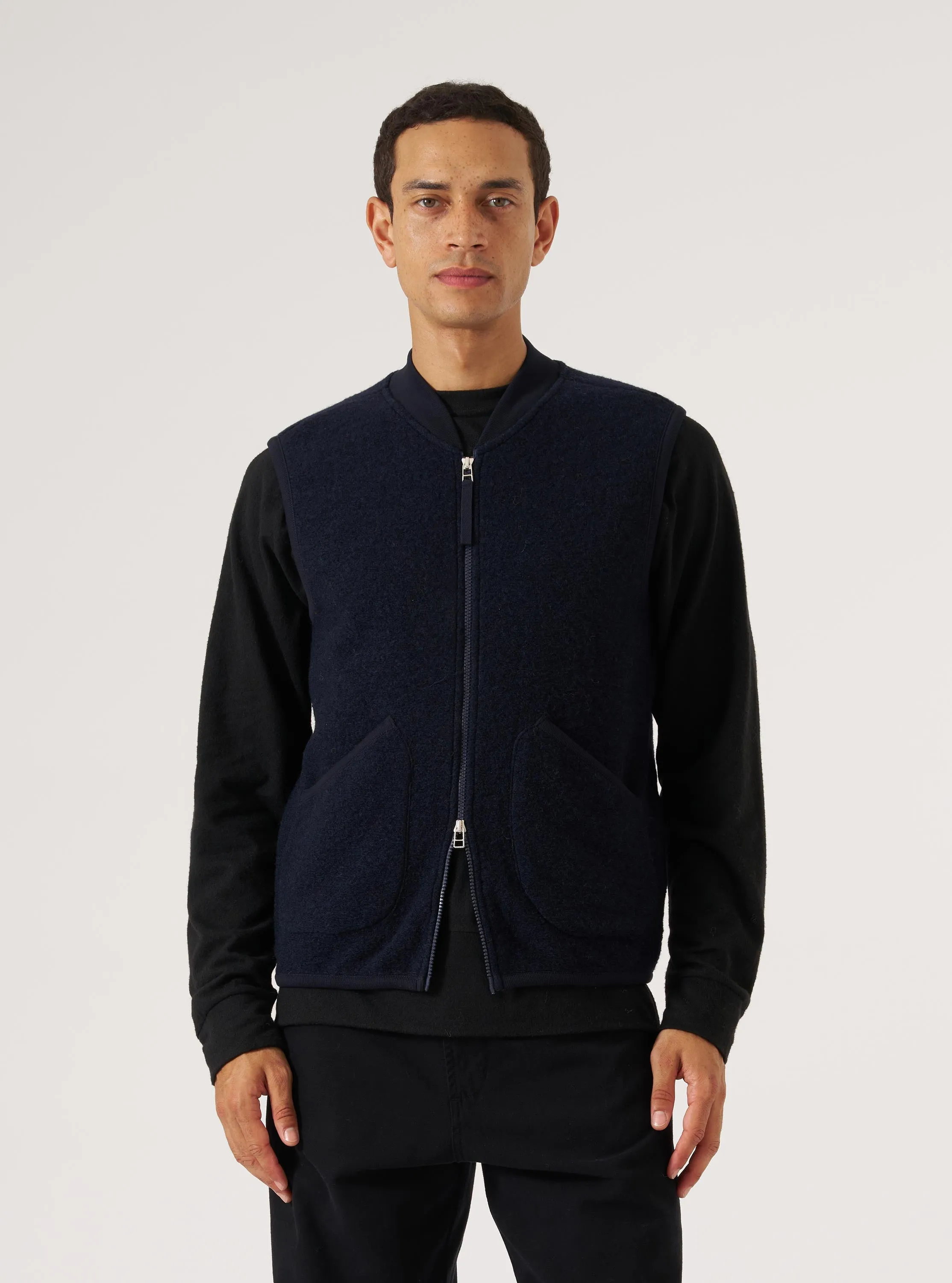 Navy Wool Fleece Zip Waistcoat sold by Universal Works product image thumbnail 2