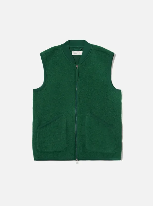 Green Wool Fleece Zip Waistcoat sold by Universal Works