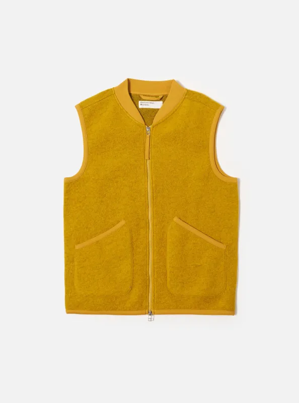 Yellow Wool Fleece Zip Waistcoat sold by Universal Works