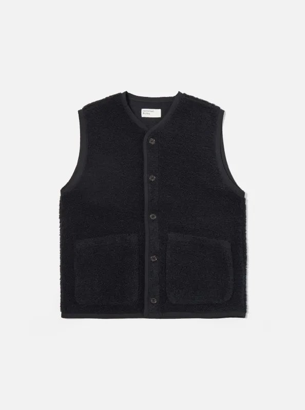 Navy Alvar Fleece Lancaster Gilet made by Universal Works