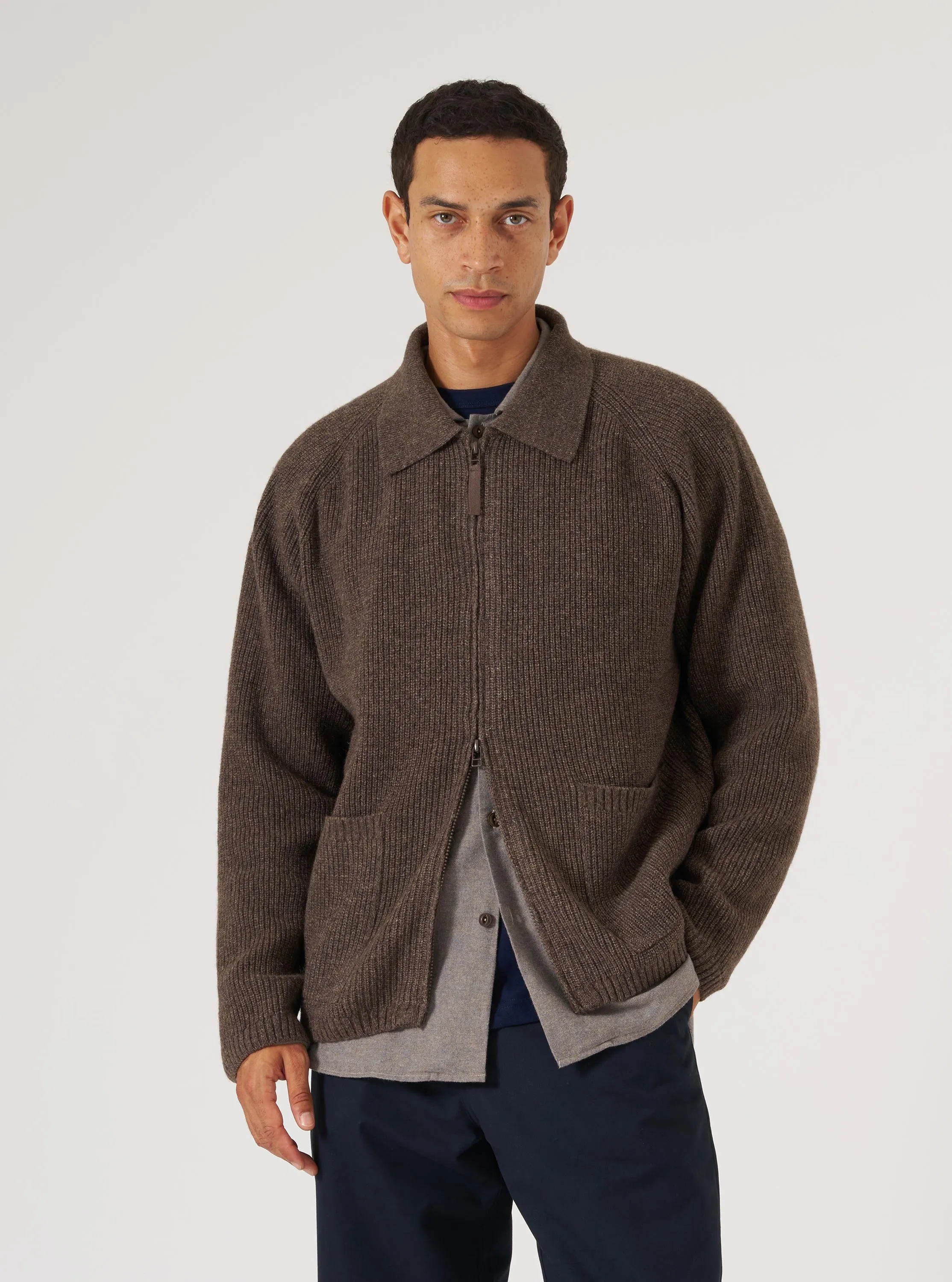 Brown Eco Wool Zip Cardigan sold by Universal Works product image thumbnail 2