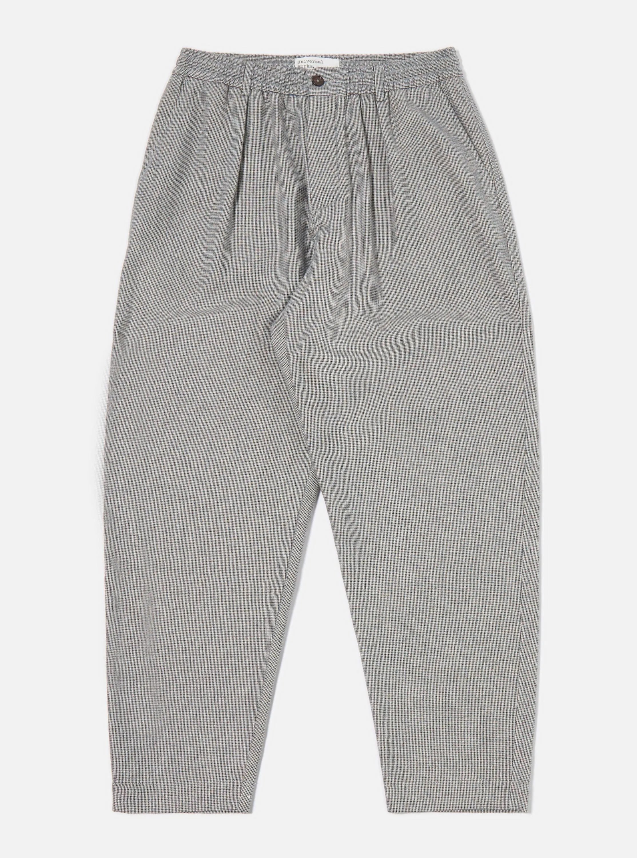 Grey Leon Tweed Pleated Track Pant sold by Universal Works