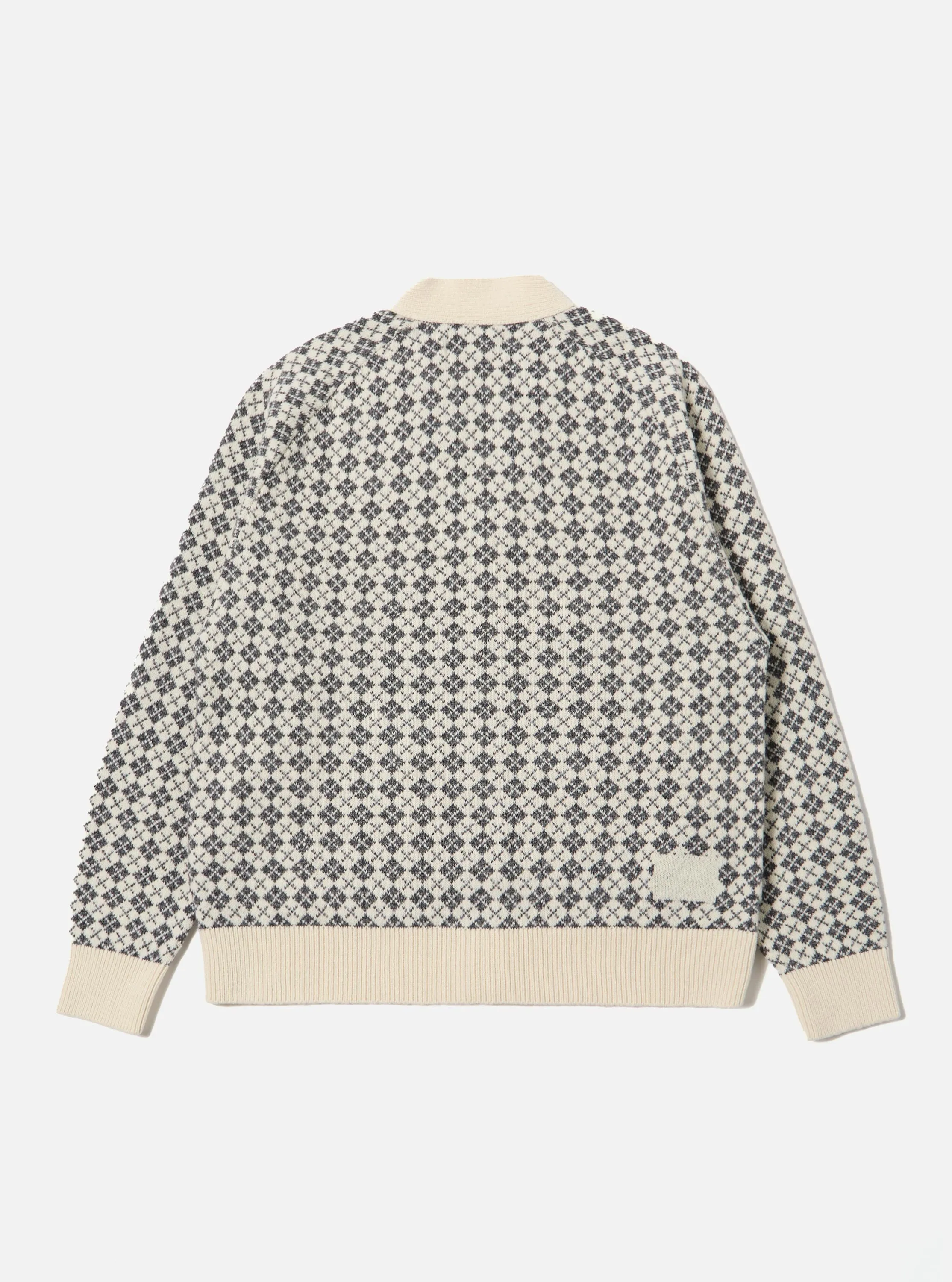 Ecru/Grey Plain Knit Argyll Allan Cardigan sold by Universal Works product image thumbnail 5