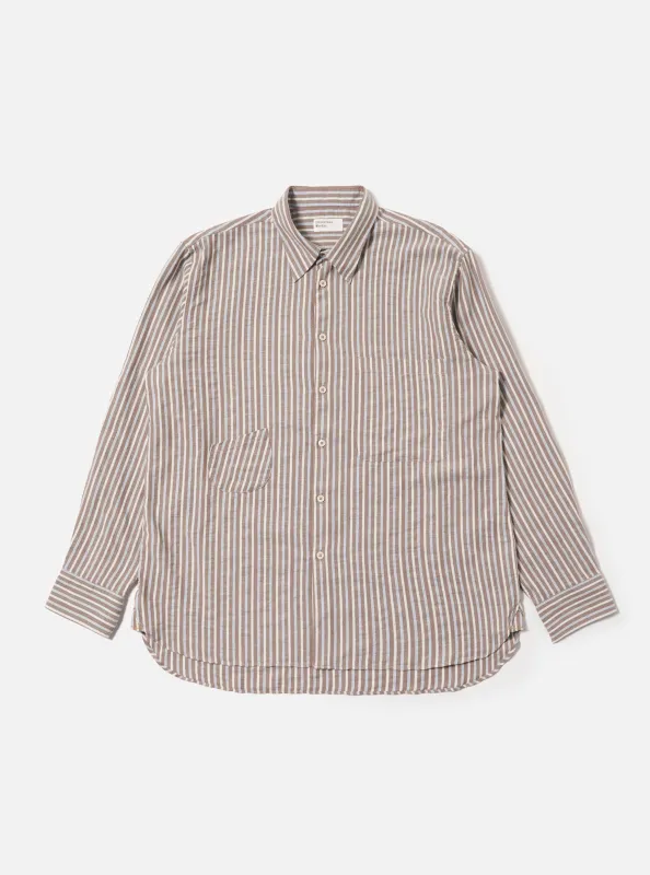 Brown Madison Stripe Station Shirt sold by Universal Works