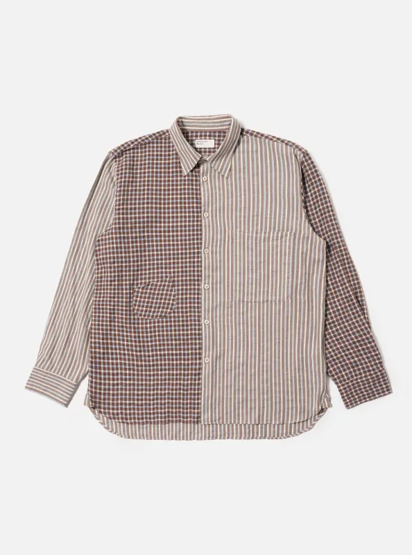 Brown Madison Check/Stripe Station Shirt sold by Universal Works