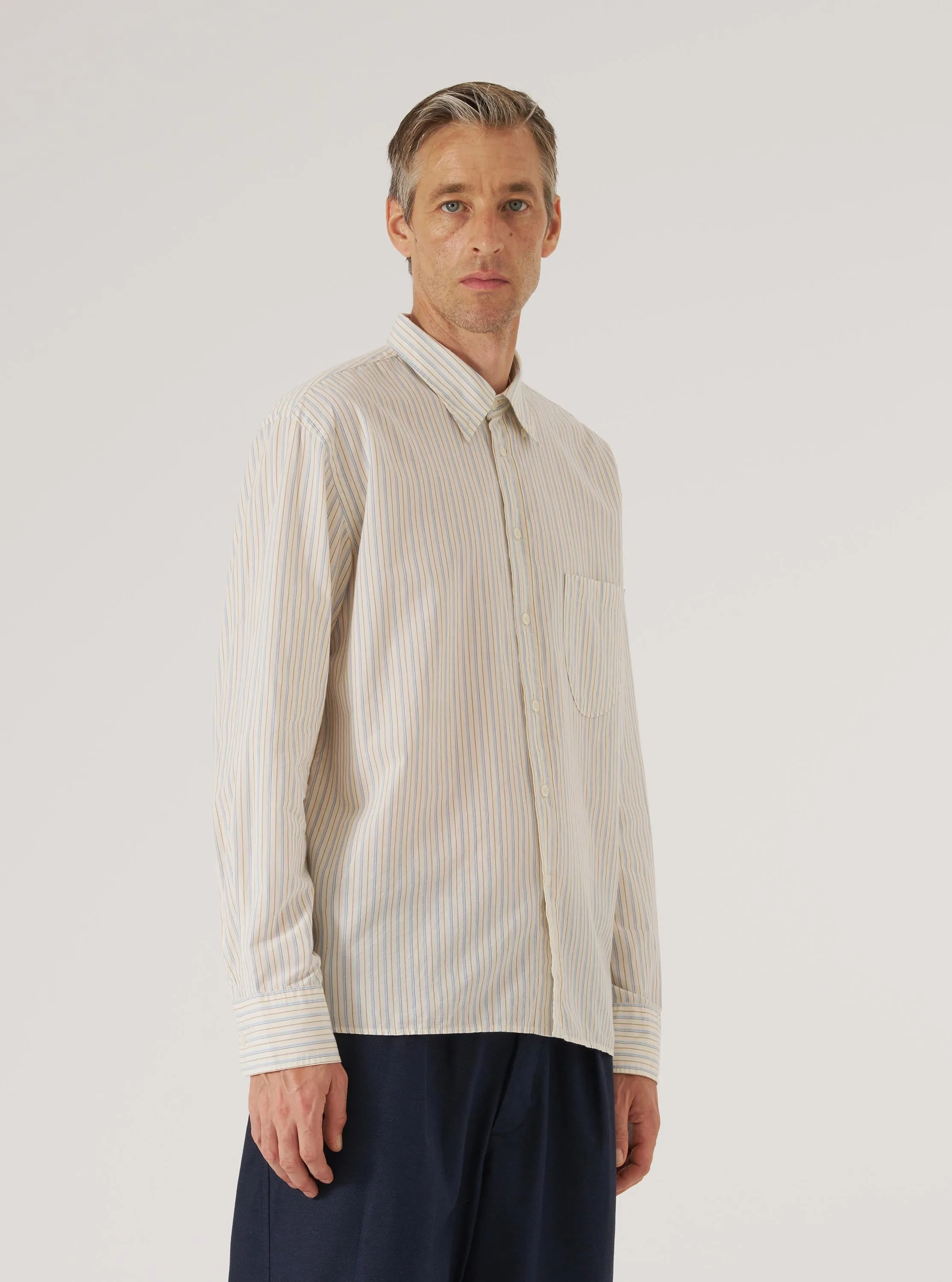 Ecru Pop Stripe One Lazy Day Shirt sold by Universal Works product image thumbnail 2