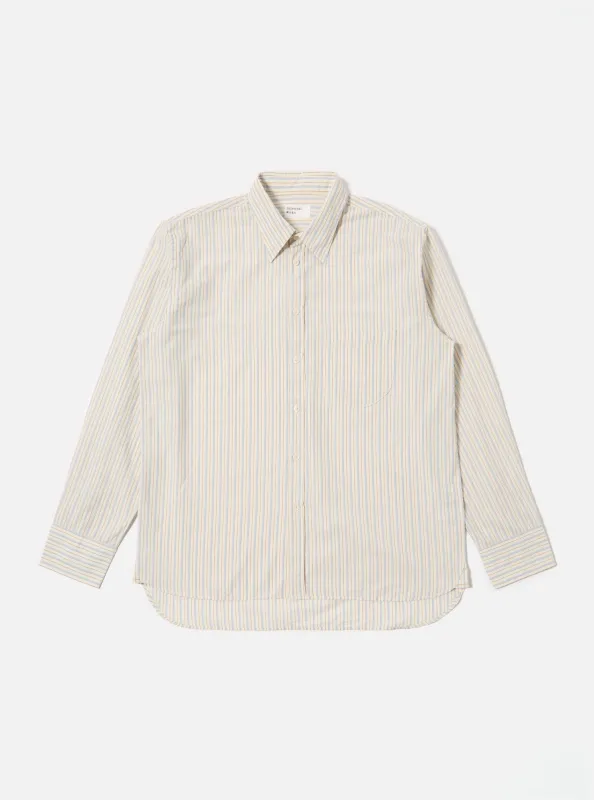 Ecru Pop Stripe One Lazy Day Shirt sold by Universal Works
