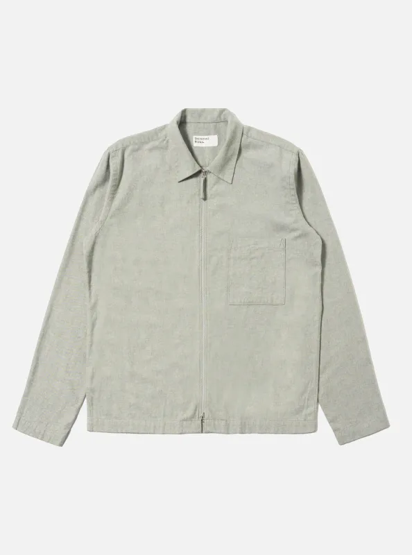 Grey Brushed Flannel Zip Shirt sold by Universal Works