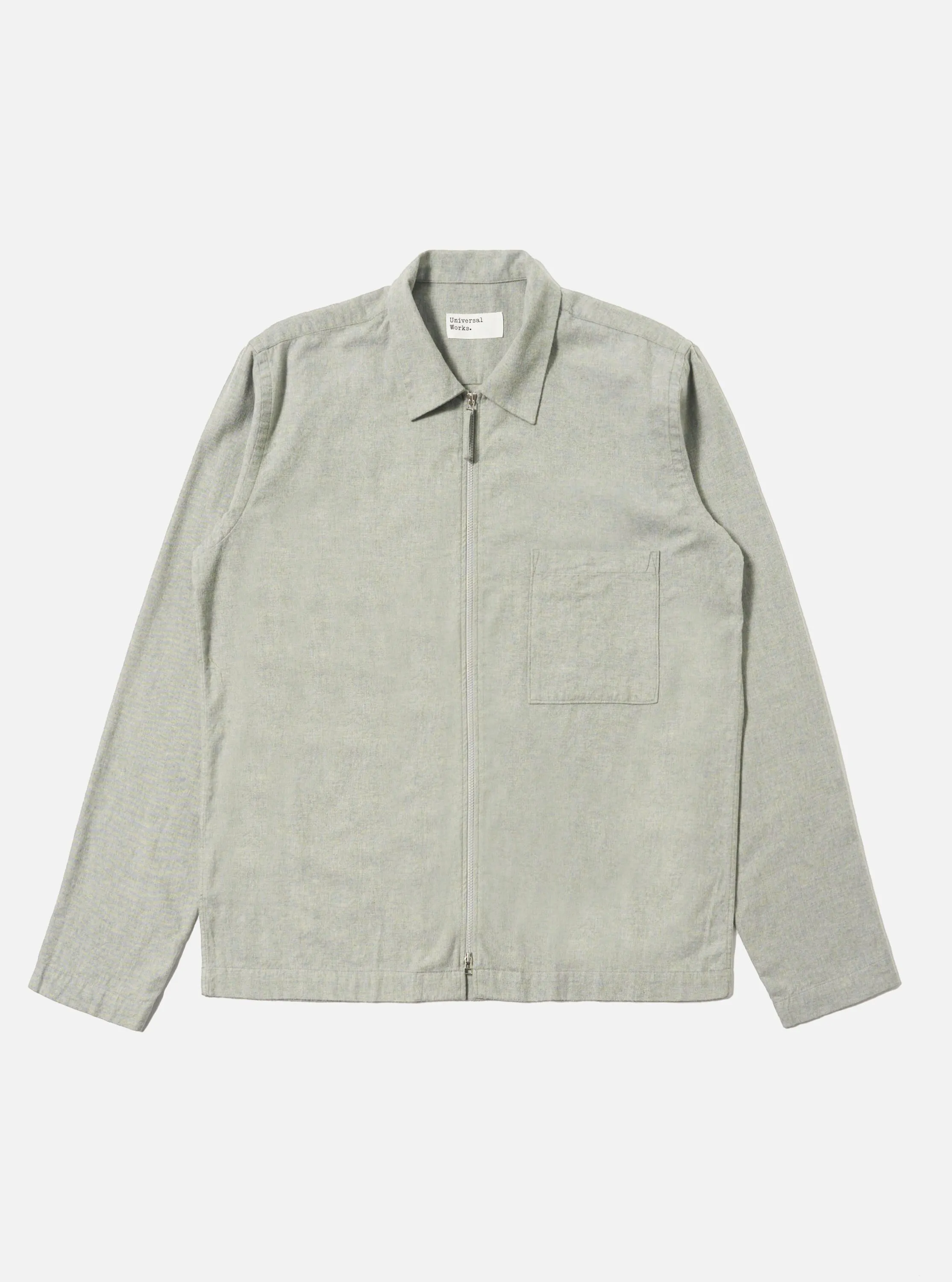 Grey Brushed Flannel Zip Shirt sold by Universal Works