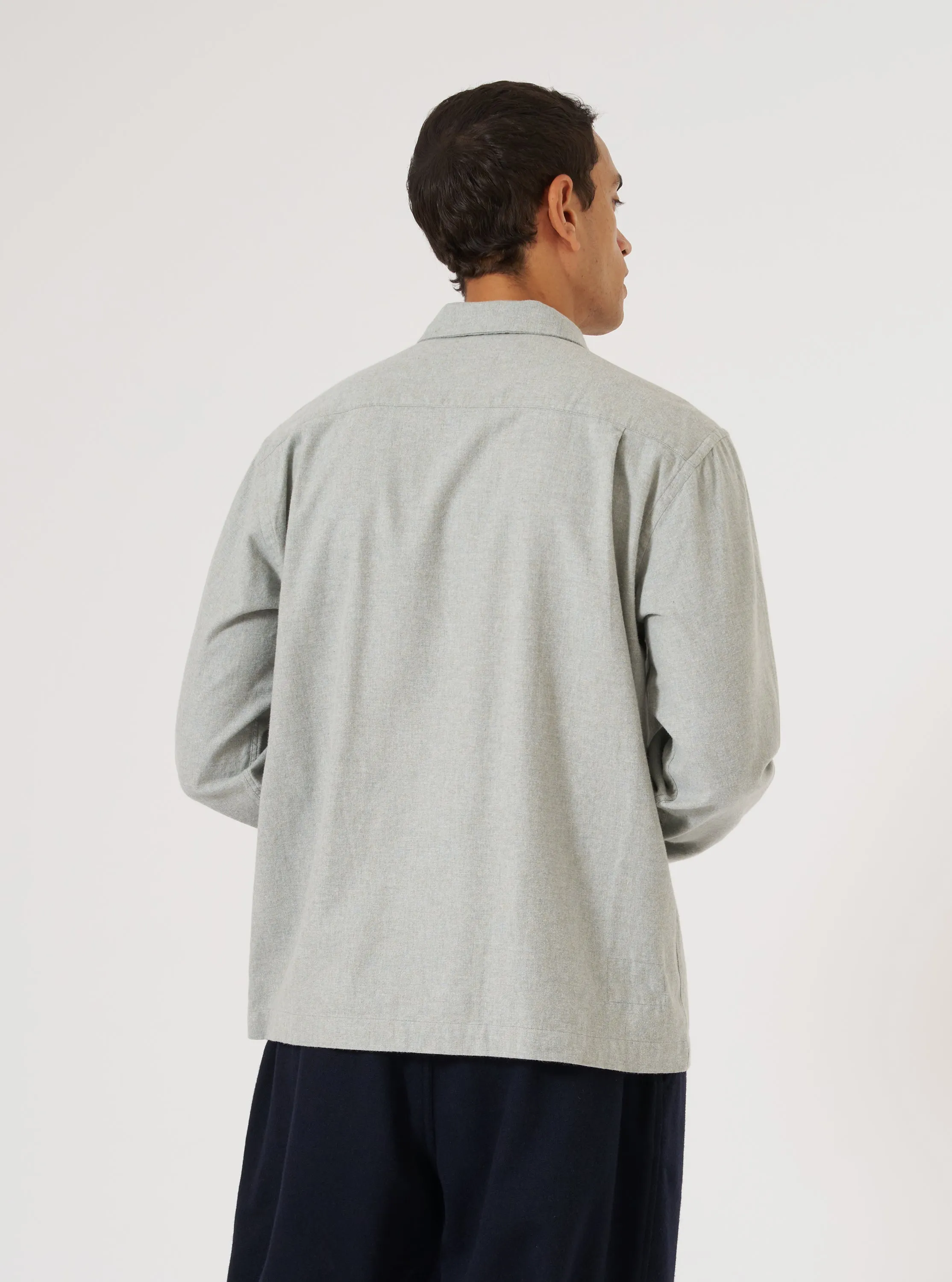 Grey Brushed Flannel Zip Shirt sold by Universal Works product image thumbnail 3