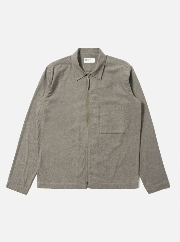 Brown Brushed Flannel Zip Shirt sold by Universal Works