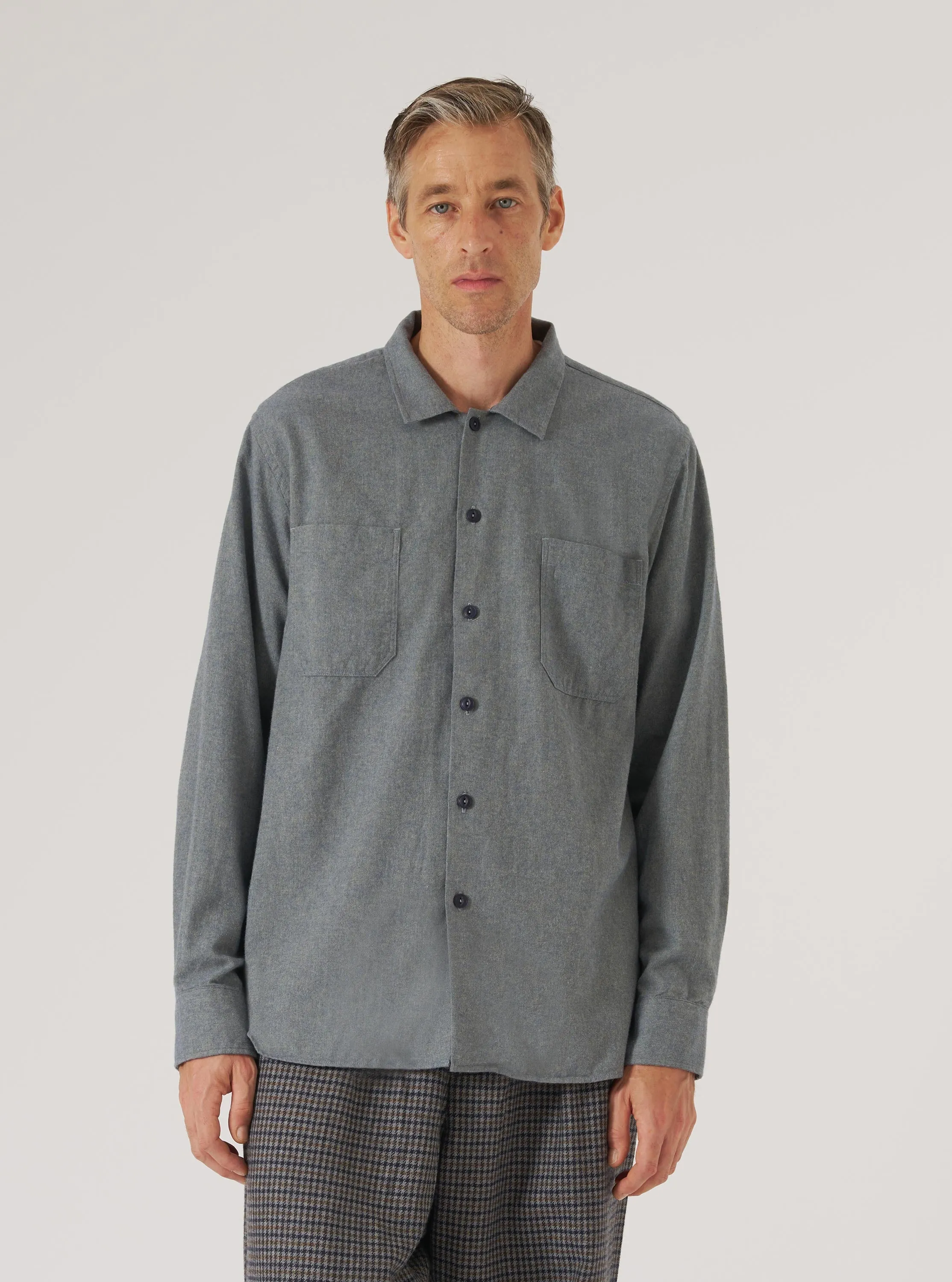 Navy Brushed Flannel Work Shirt sold by Universal Works product image thumbnail 2