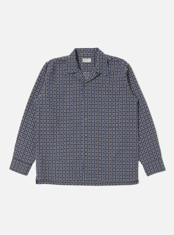 Navy Oscar Cotton L/S Camp Shirt sold by Universal Works