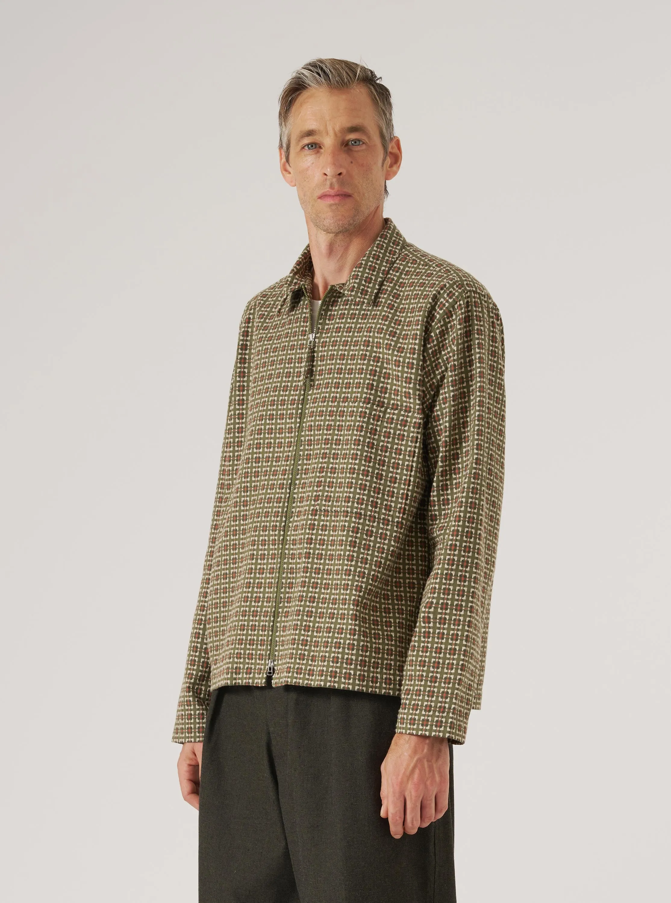Olive Oscar Cotton Zip Shirt sold by Universal Works product image thumbnail 2