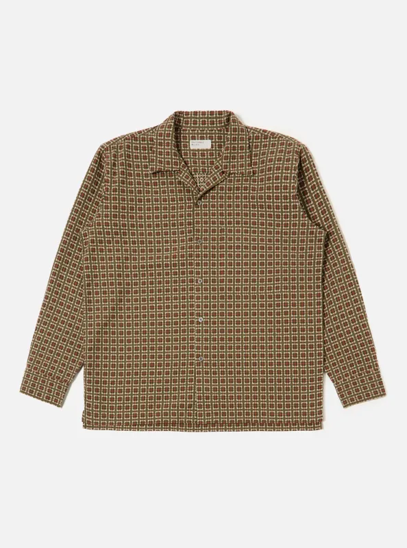 Olive Oscar Cotton L/S Camp Shirt sold by Universal Works