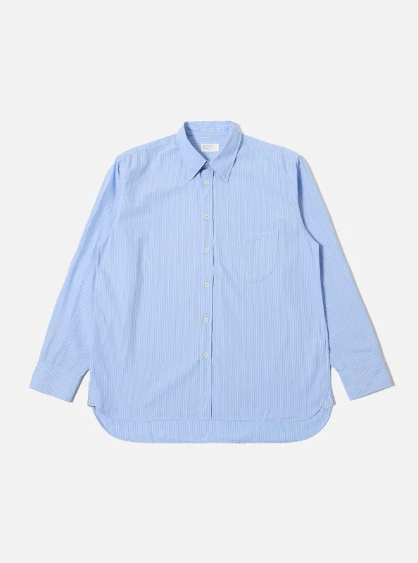 Blue Vila Stripe Narrow Lazy Day Shirt sold by Universal Works