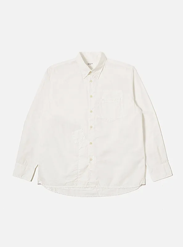 White Poplin Patched Lazy Day Shirt sold by Universal Works