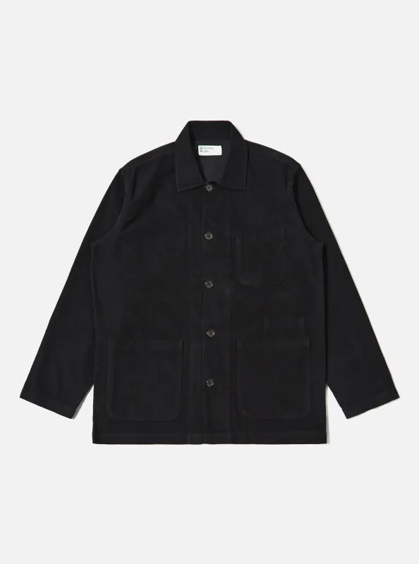 Black Fine Cord Bakers Overshirt sold by Universal Works