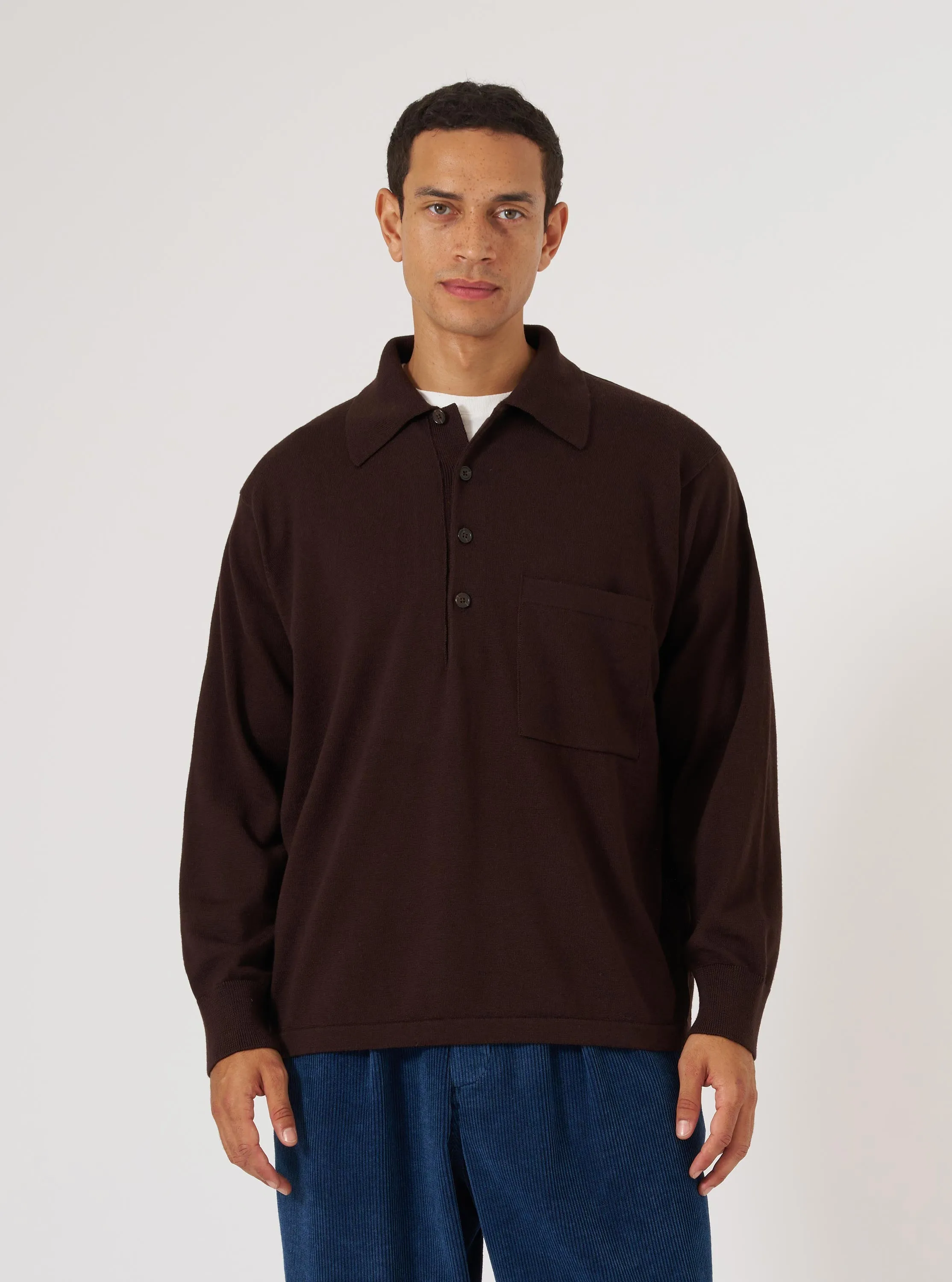 Brown Merino L/S Pullover Knit Shirt sold by Universal Works product image thumbnail 2