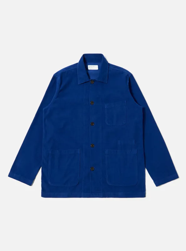 Work Blue Fine Cord Bakers Overshirt sold by Universal Works