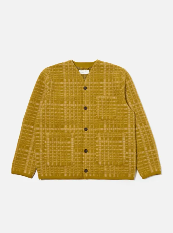 Yellow Telepass Fleece Cardigan made by Universal Works