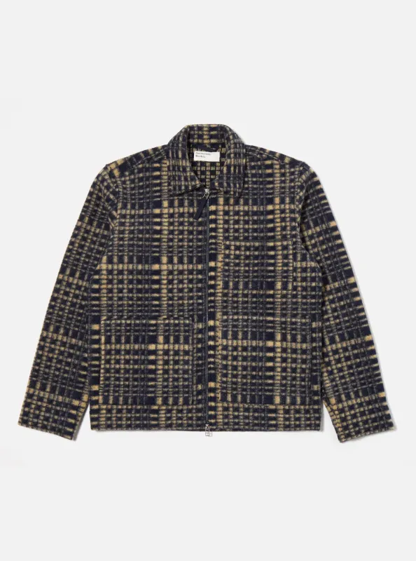 Navy Telepass Fleece Zip Uniform Jacket sold by Universal Works