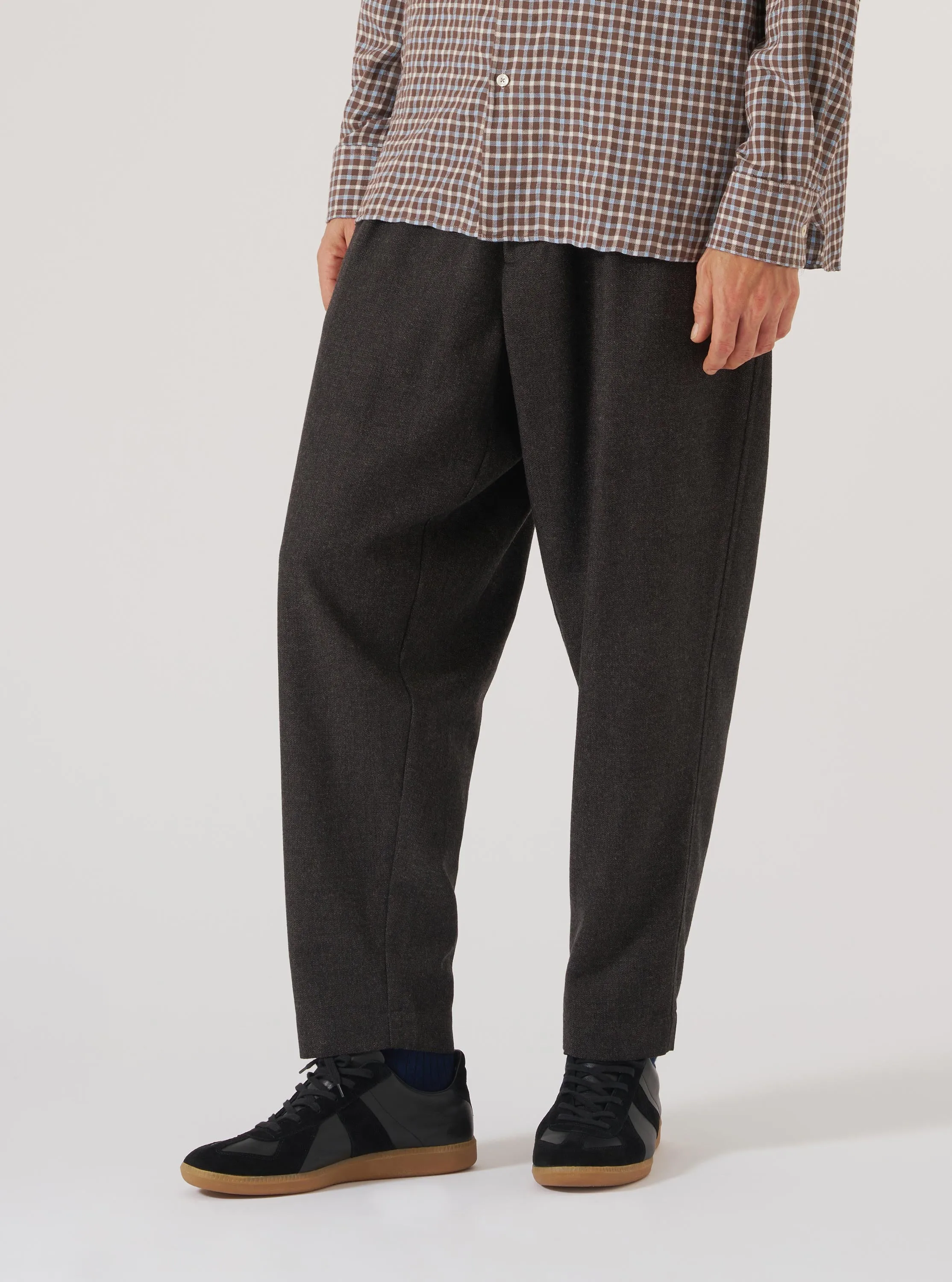 Brown Upcycled Italian Tweed Pleated Track Pant sold by Universal Works product image thumbnail 2