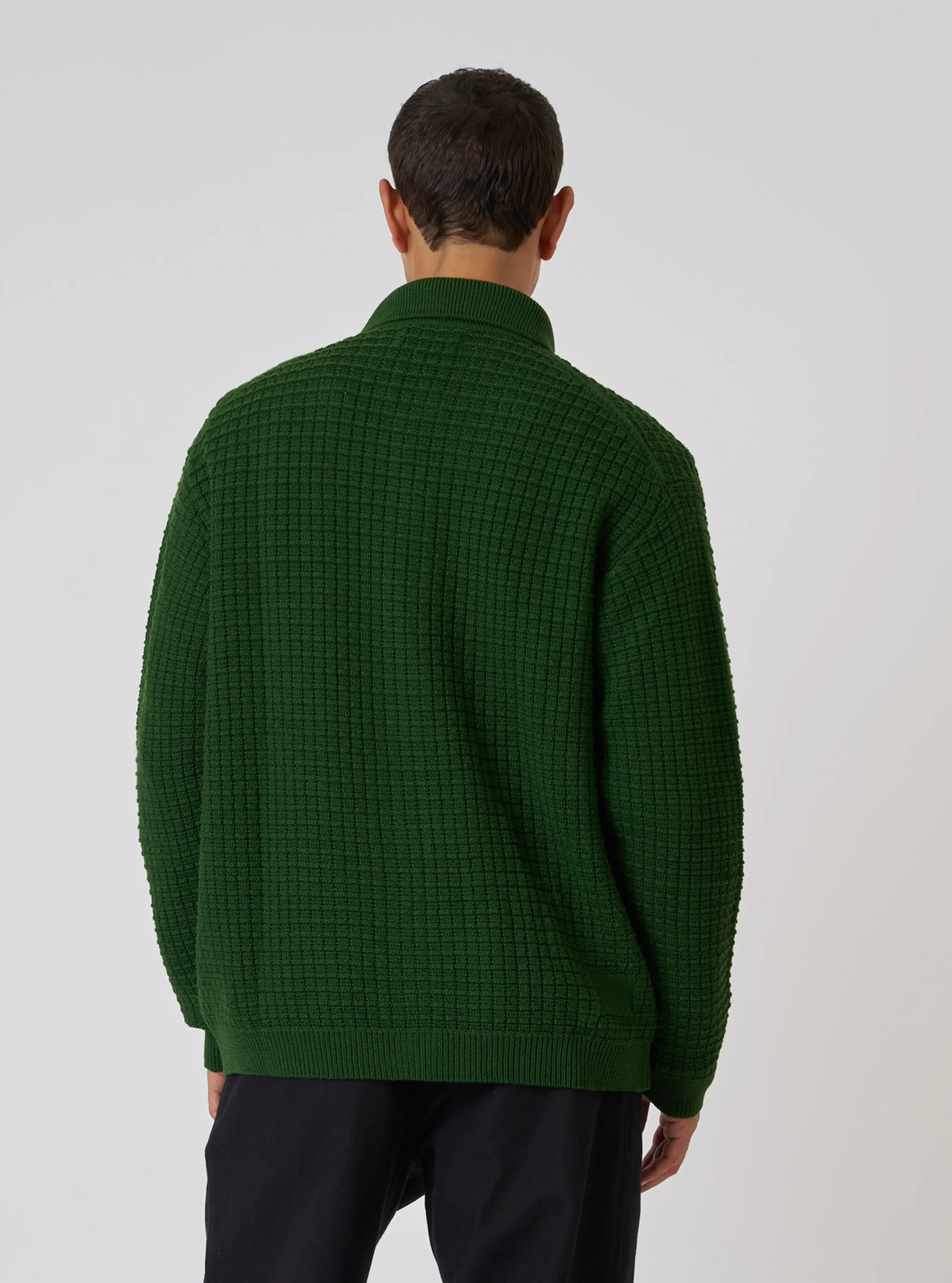 Green Textured Merino Knit Charlie Cardigan sold by Universal Works product image thumbnail 3