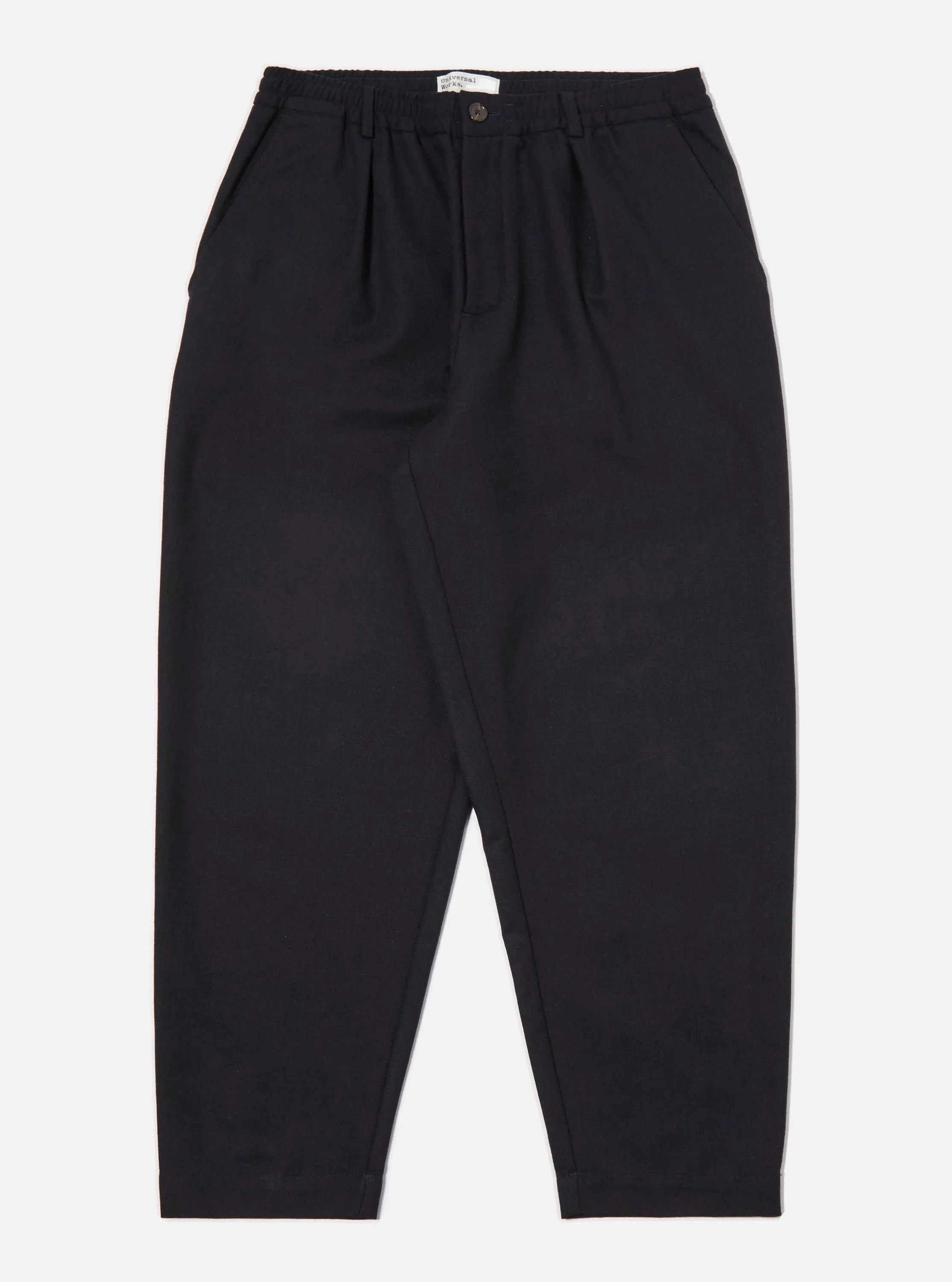 Dark Navy Upcycled Italian Tweed Pleated Track Pant sold by Universal Works