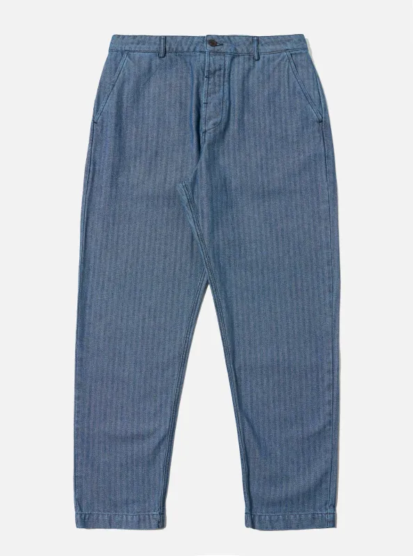 Indigo Denim Herringbone Military Chino sold by Universal Works