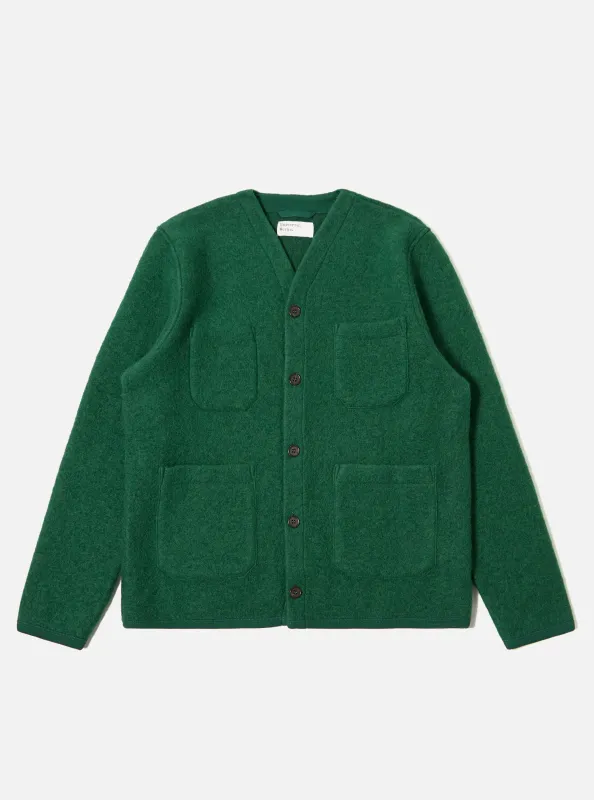 Green Wool Fleece Cardigan made by Universal Works