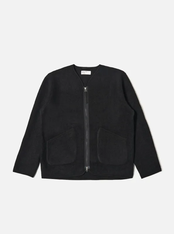 Black Wool Fleece Zip Liner Jacket sold by Universal Works