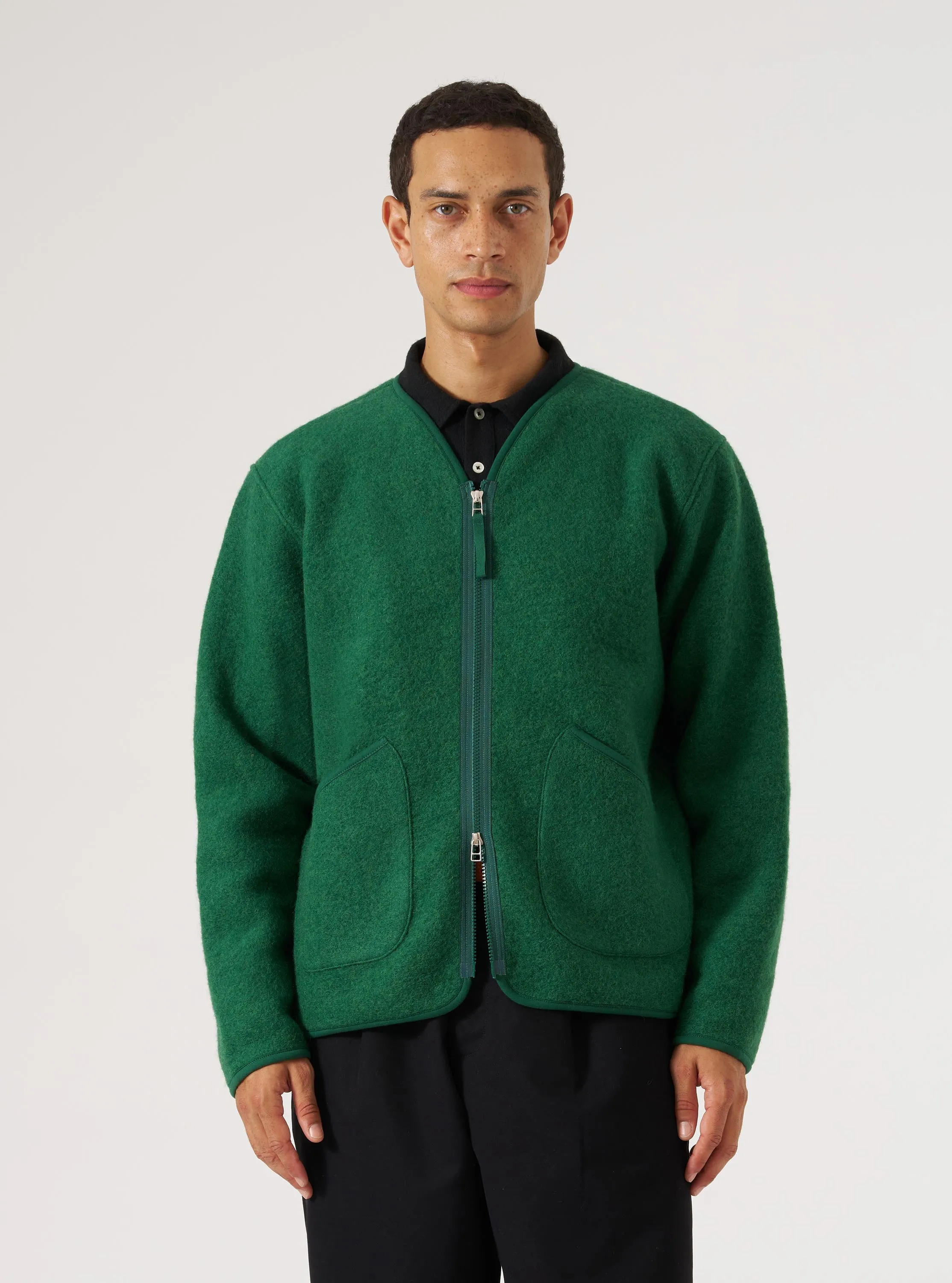 Green Wool Fleece Zip Liner Jacket sold by Universal Works product image thumbnail 2