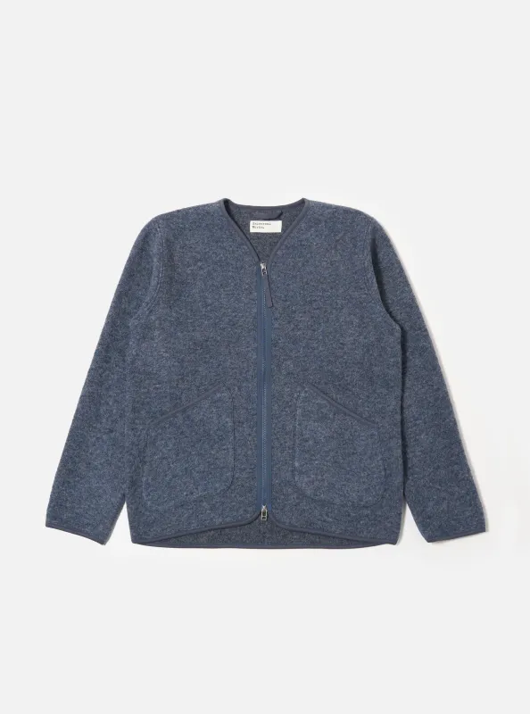 Slate Blue Wool Fleece Zip Liner Jacket sold by Universal Works