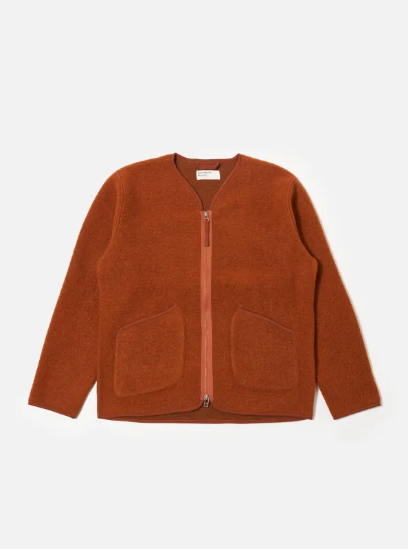Rust Wool Fleece Zip Liner Jacket sold by Universal Works