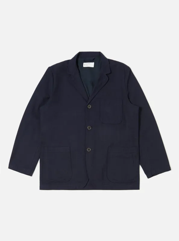 Navy Brushed Moleskin Three Button Jacket sold by Universal Works