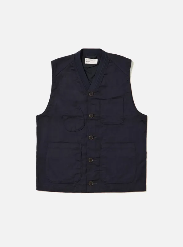 Navy Works Twill Station Waistcoat sold by Universal Works