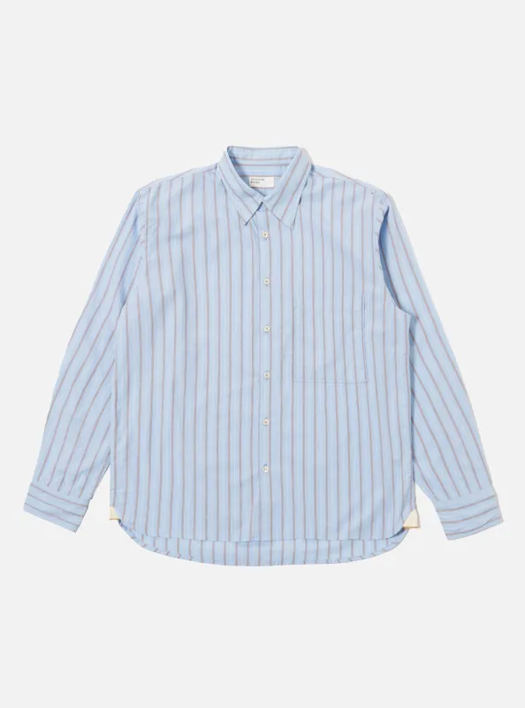 Sky Blue Urban Stripe Square Pocket Shirt sold by Universal Works