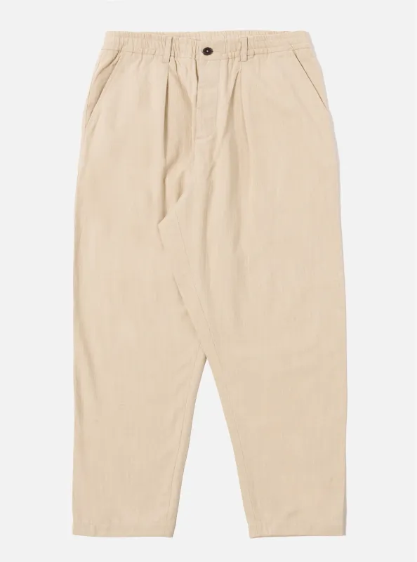 Ecru Vintage Twill Weave Pleated Track Pant sold by Universal Works