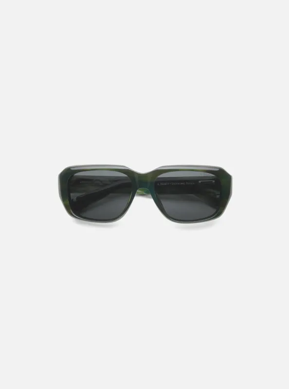 A. SOCIETY x Universal Works Green Aberdeen Sunglasses made by Universal Works