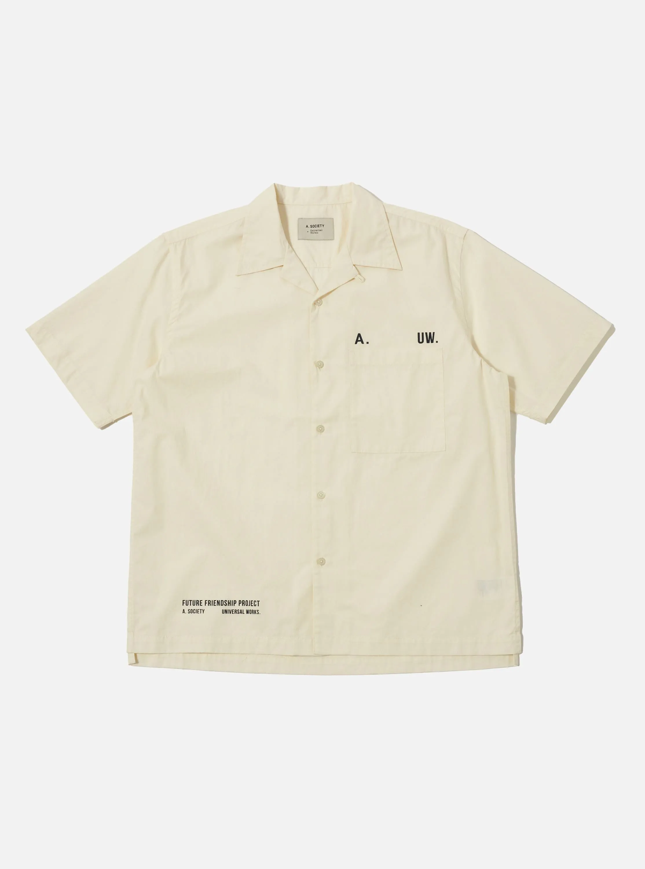 A. SOCIETY x Universal Works Ecru Broadcloth Camp Shirt sold by Universal Works